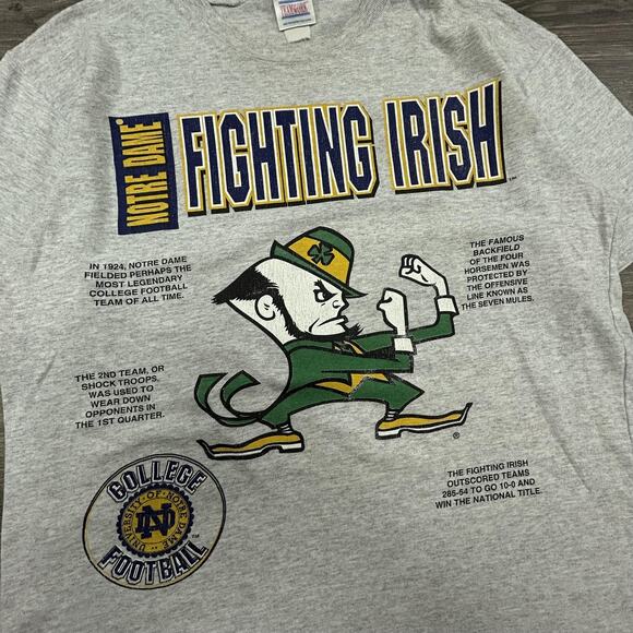 Vintage Notre Dame Shirt Mens Large Double Sided College Football 90s USA - Picture 3 of 8